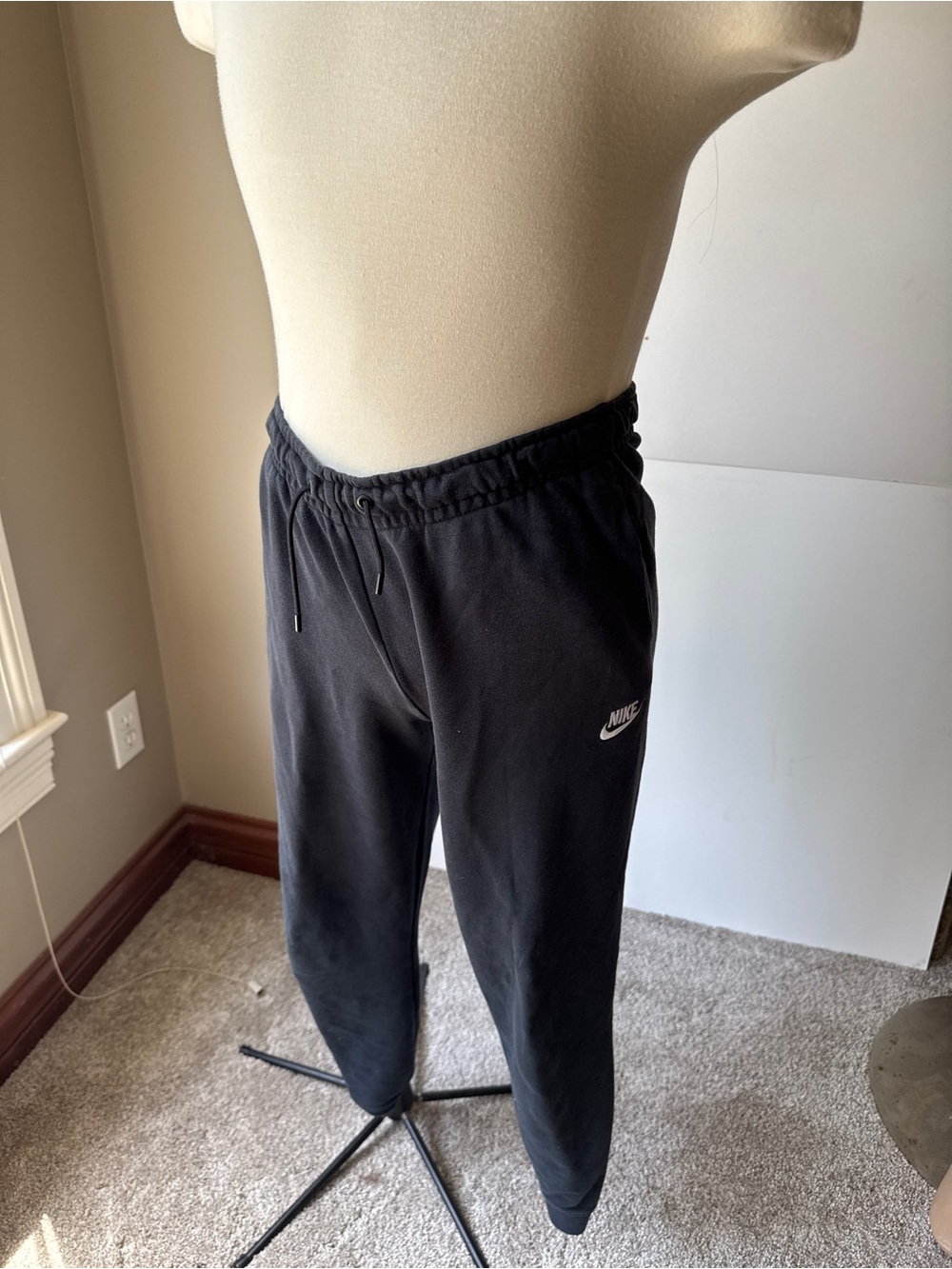 Nike Black Sweatpants with White Swoosh Tag